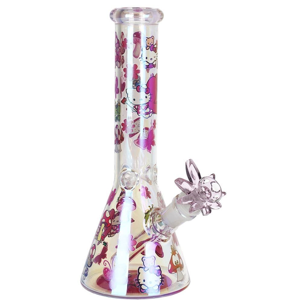 Hello Kitty Electroplated Beaker Glass Water Pipe - 9.75" / 14mm F