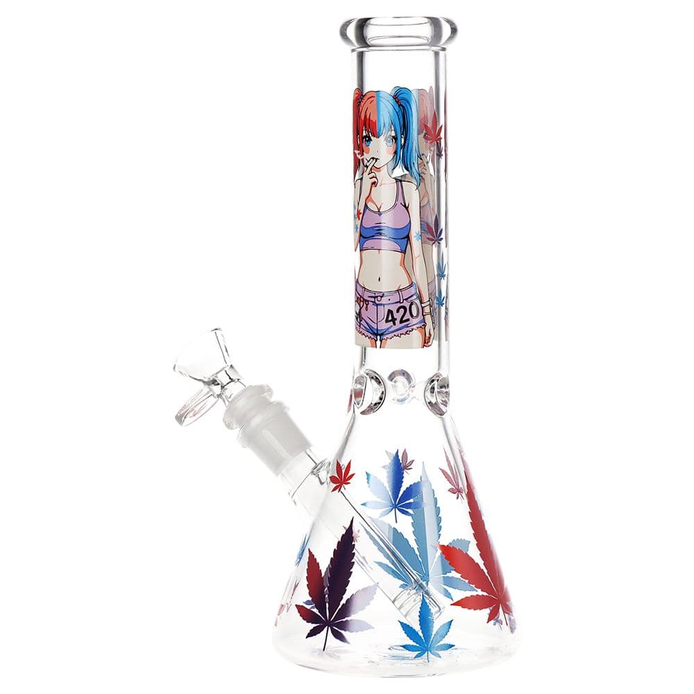 Anime Girl Beaker Glass Water Pipe - 10" / 14mm F