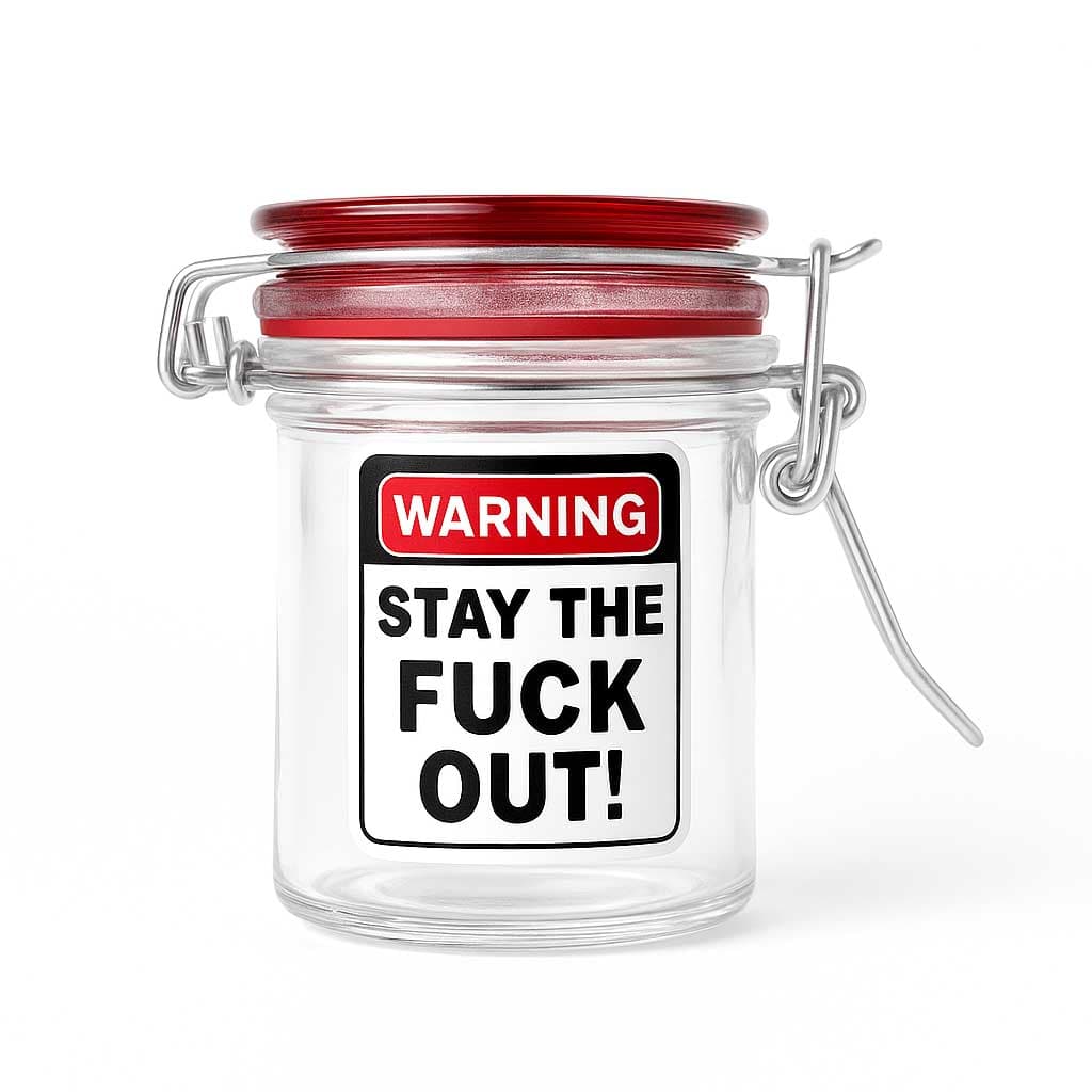 AIRTIGHT GLASS HERB JAR | WARNING - STAY OUT!