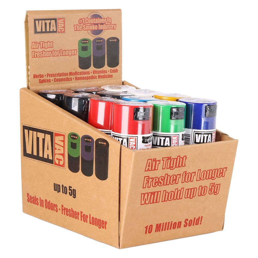 24CT DISPLAY - Vitavac Smell Proof Container - 2.75" / Assorted Colors