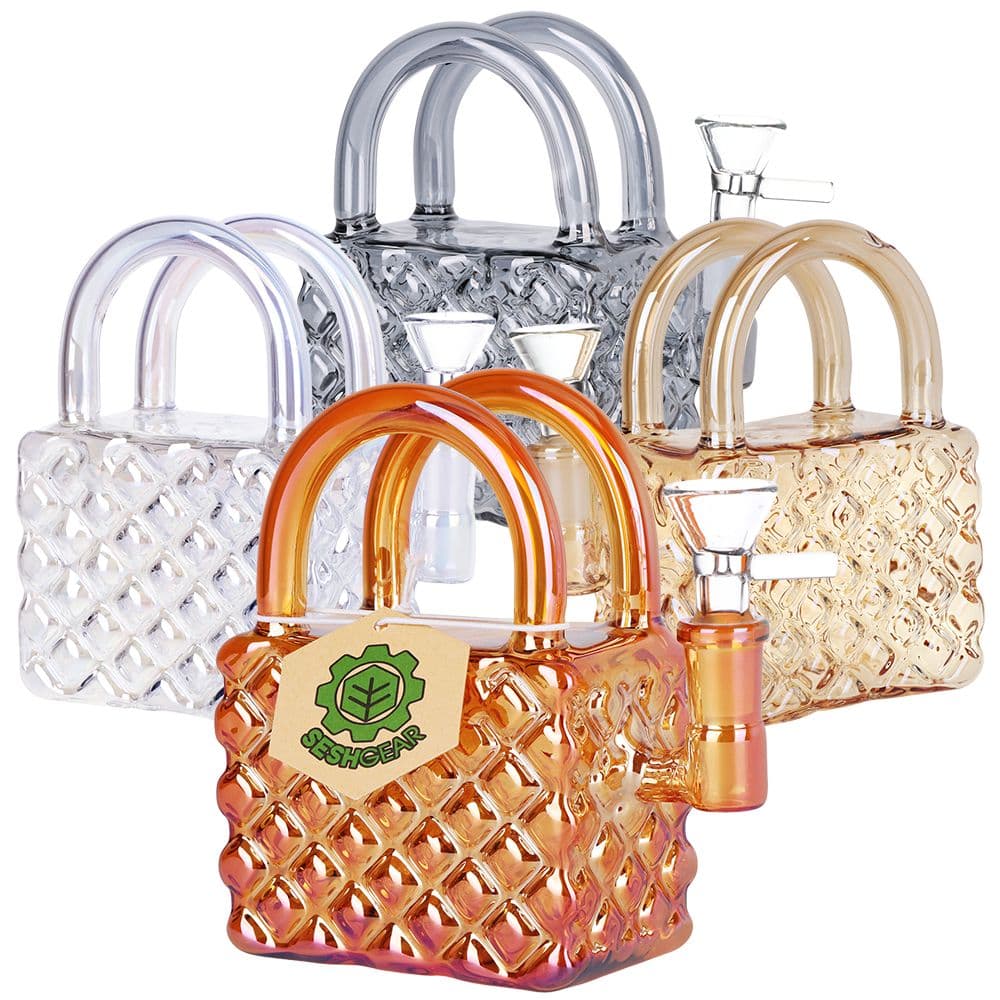 SeshGear Luxury Hand Bag Glass Water Pipe - 5.25" / 14mm F / Colors Vary