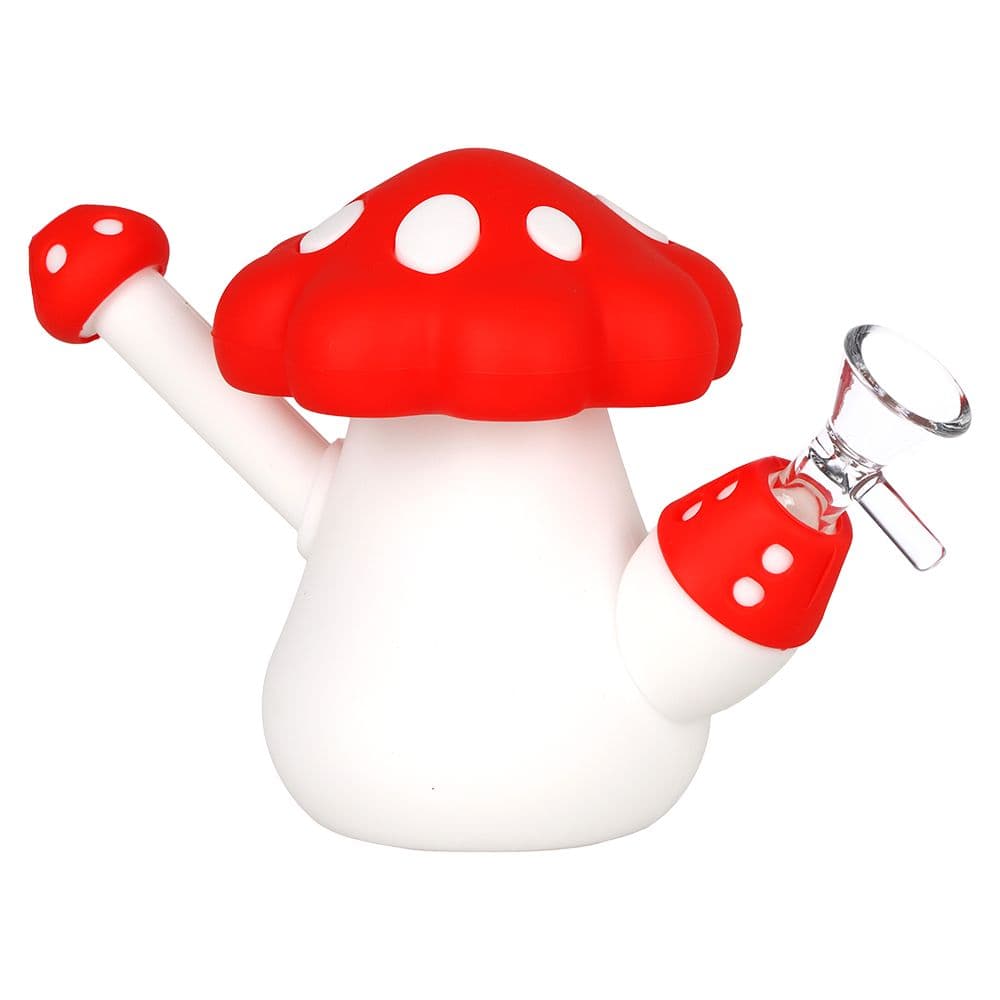 SeshGear Red Mushroom Silicone Water Pipe - 4.5" / 14mm F / Red