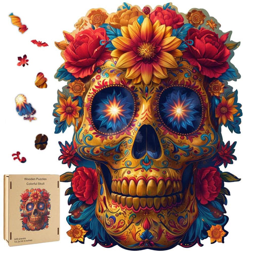 Sugar Skull Whimsy Wooden Puzzle - 500 Pieces