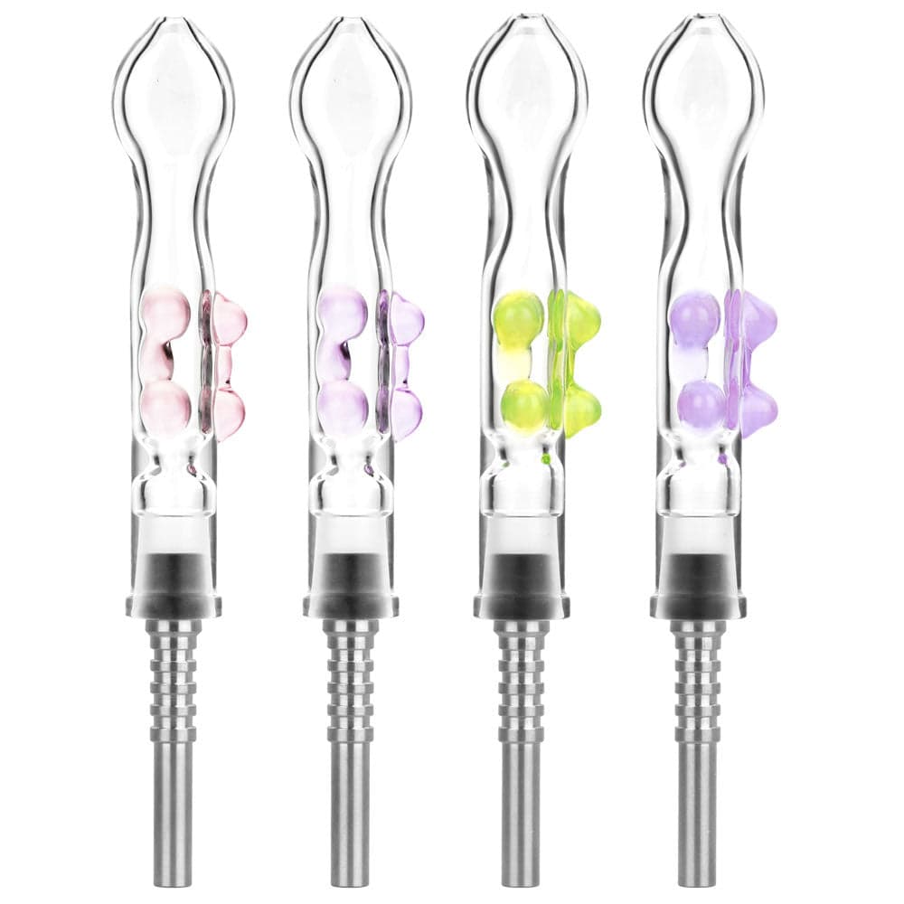 Flat Pinch Dab Straw w/ Titanium Tip - 6" / Colors Vary
