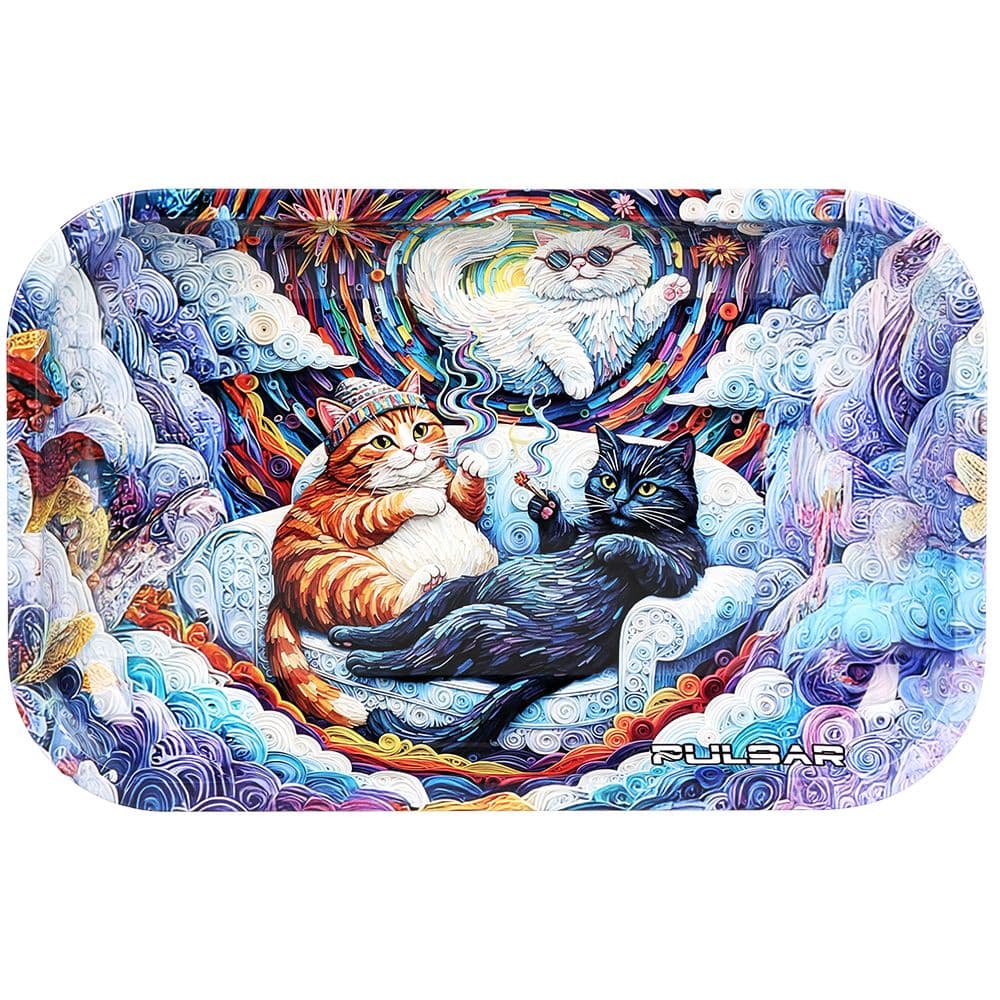 Pulsar Metal Rolling Tray - Couch Cats / 11"x7"