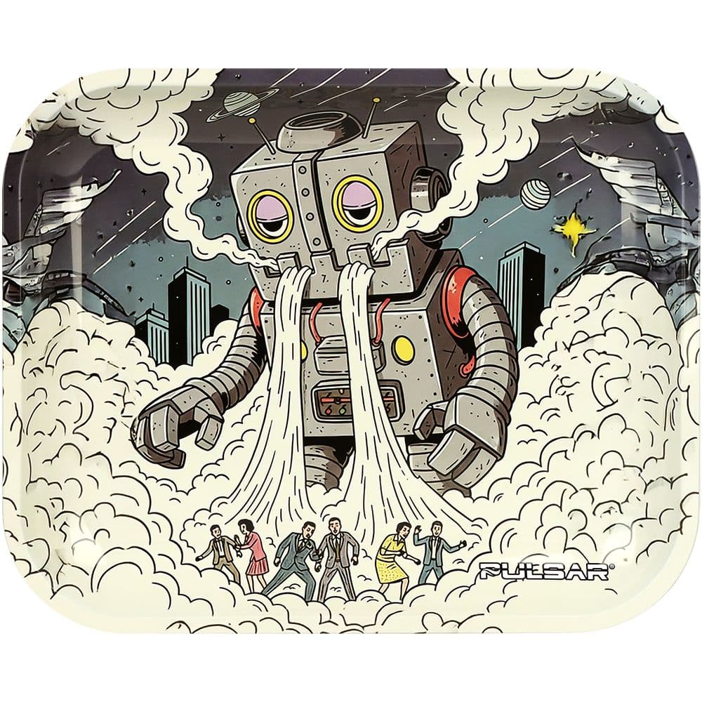 Pulsar Metal Rolling Tray - Attack of the Dope Bot / 13"x 11"