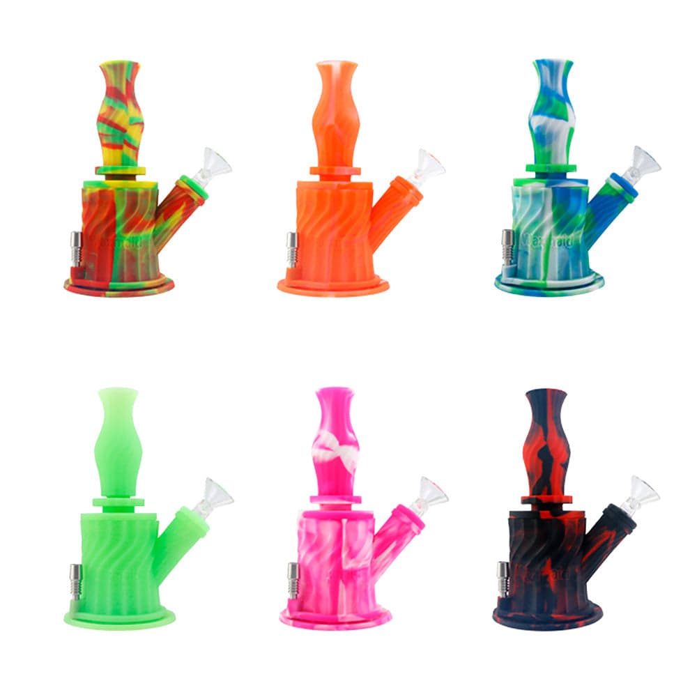Silicone 3 in 1 Water Pipe - 7" / 14mm F / Colors Vary