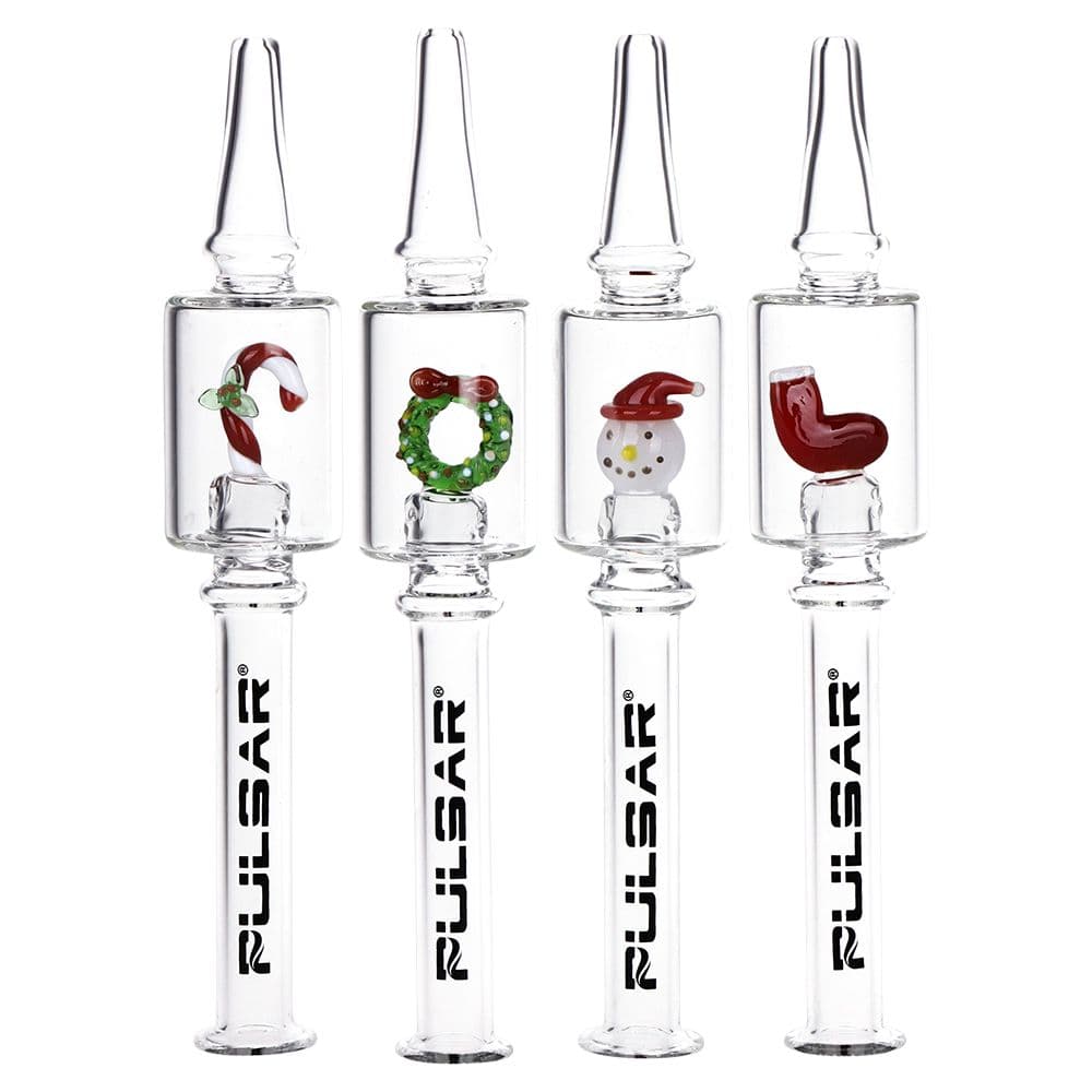 Pulsar Christmas Decorated Dab Straws - 6.25" / Assorted Designs 4ct
