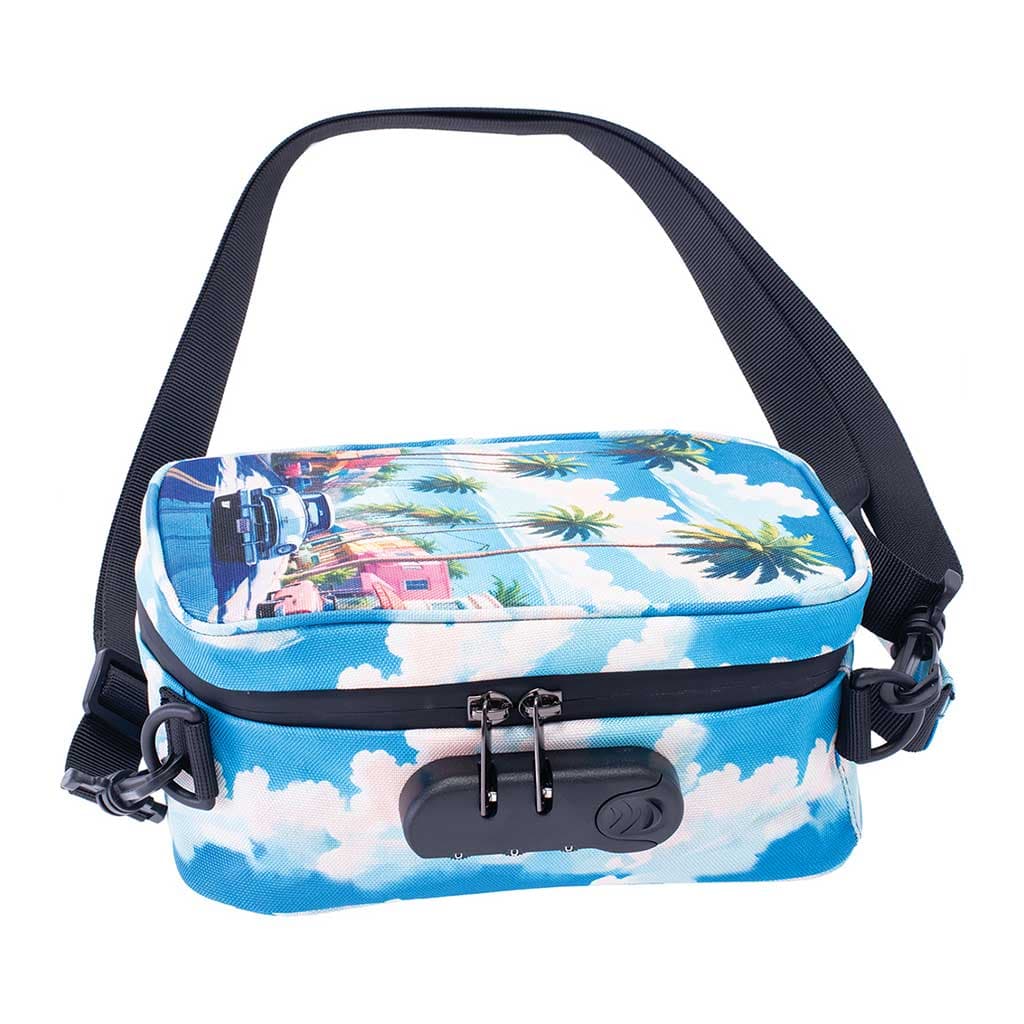 8.5IN X 5.5IN X 4.5IN SMELLPROOF BAG - PALM CITY RETRO