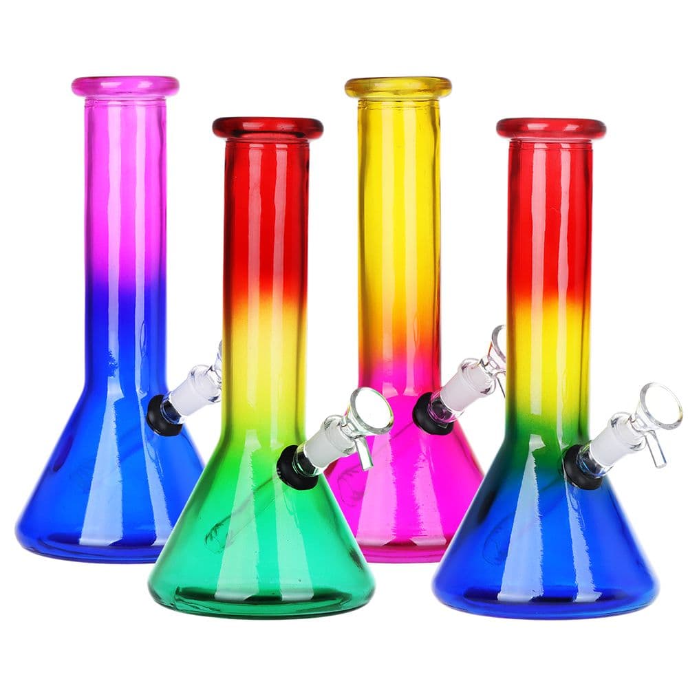 SeshGear Boxed Ombre Beaker Glass Water Pipe - 10" / 14mm F / Colors Vary