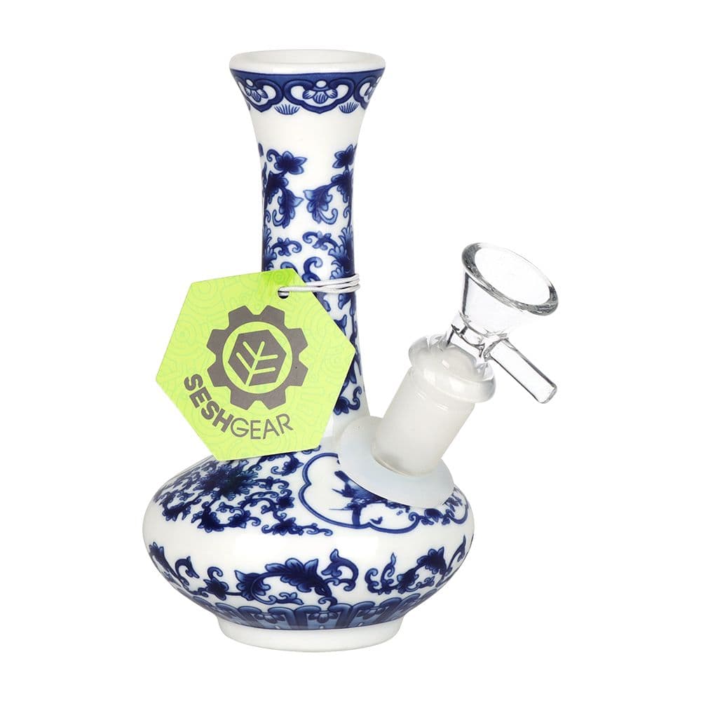 SeshGear Chinese Vase Ceramic Water Pipe - 5.5" / 14mm F / Oval Base
