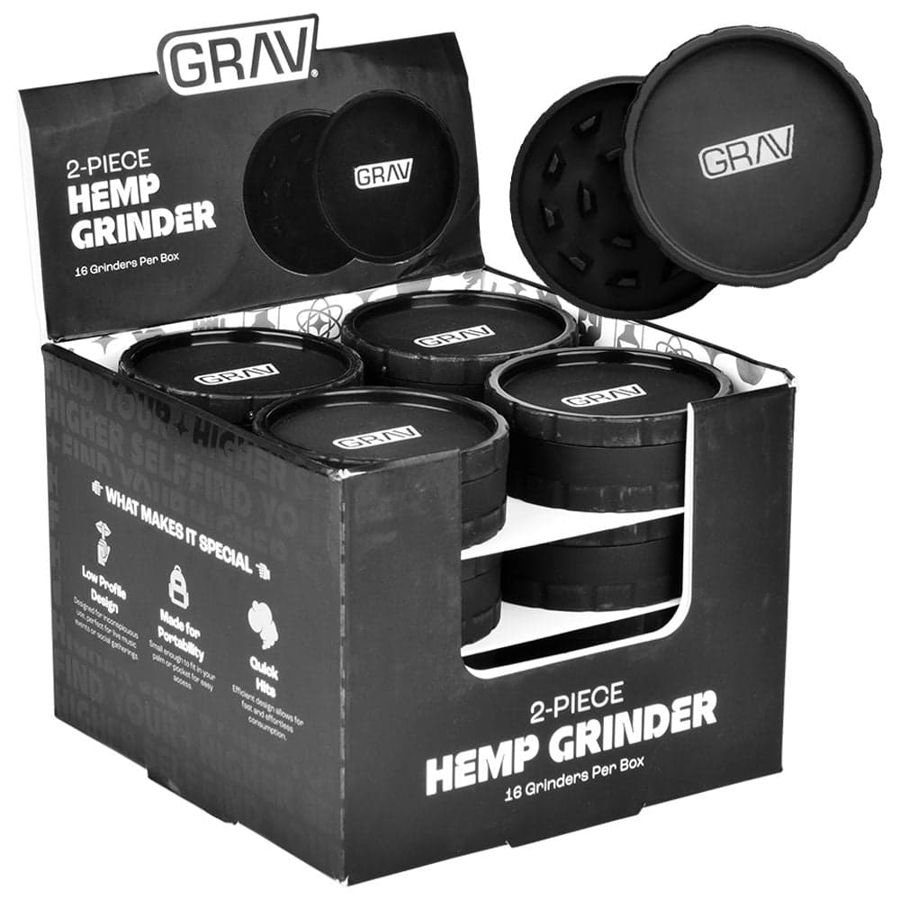 GRAV Hemp Grinder - 2pc / 2.5" / Black 16ct
