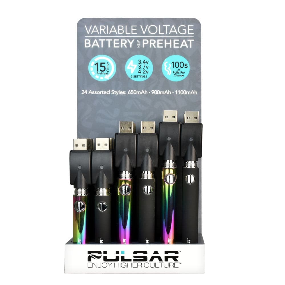 Pulsar Variable Voltage Pen Batteries - Asst mAh - 24PC