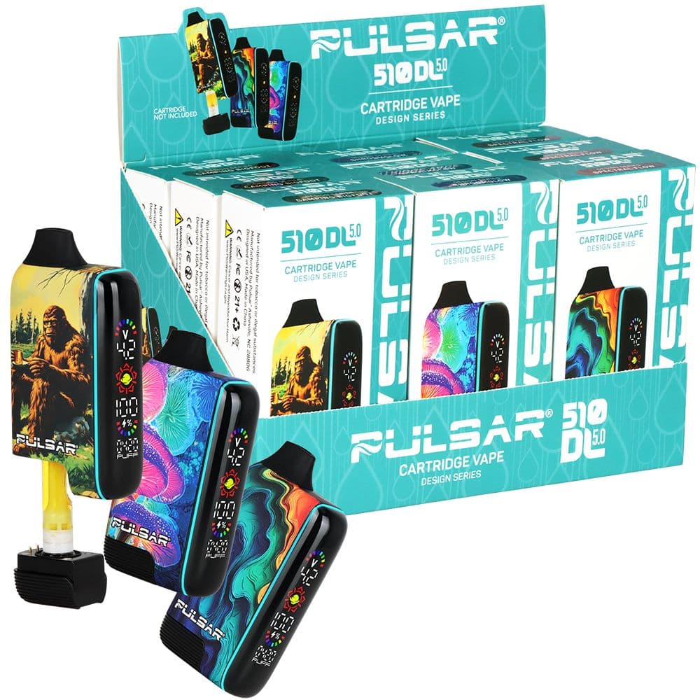 9CT DISPLAY - Pulsar 510 DL 5.0 LCD Screen Vape Bar Design Series - 1000mAh / Assorted Designs