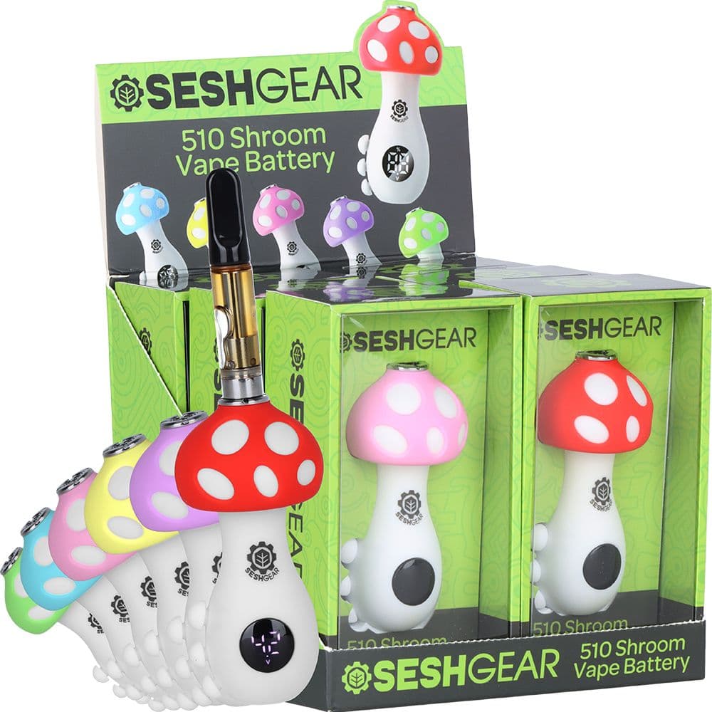 6CT DISPLAY - SeshGear Mushroom 510 Vape Battery - 550mAh / Assorted Colors