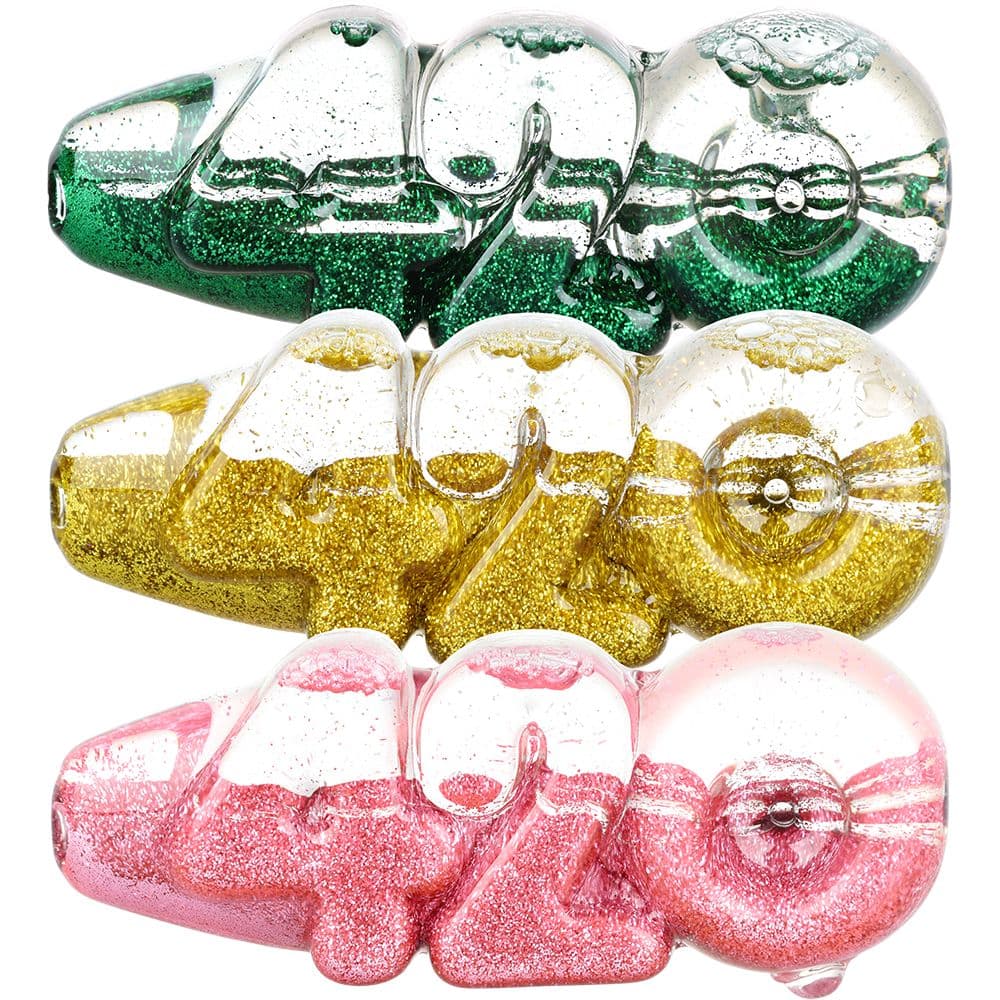 Glitter Glycerin Glass Hand Pipe - 4.25" / 4ct