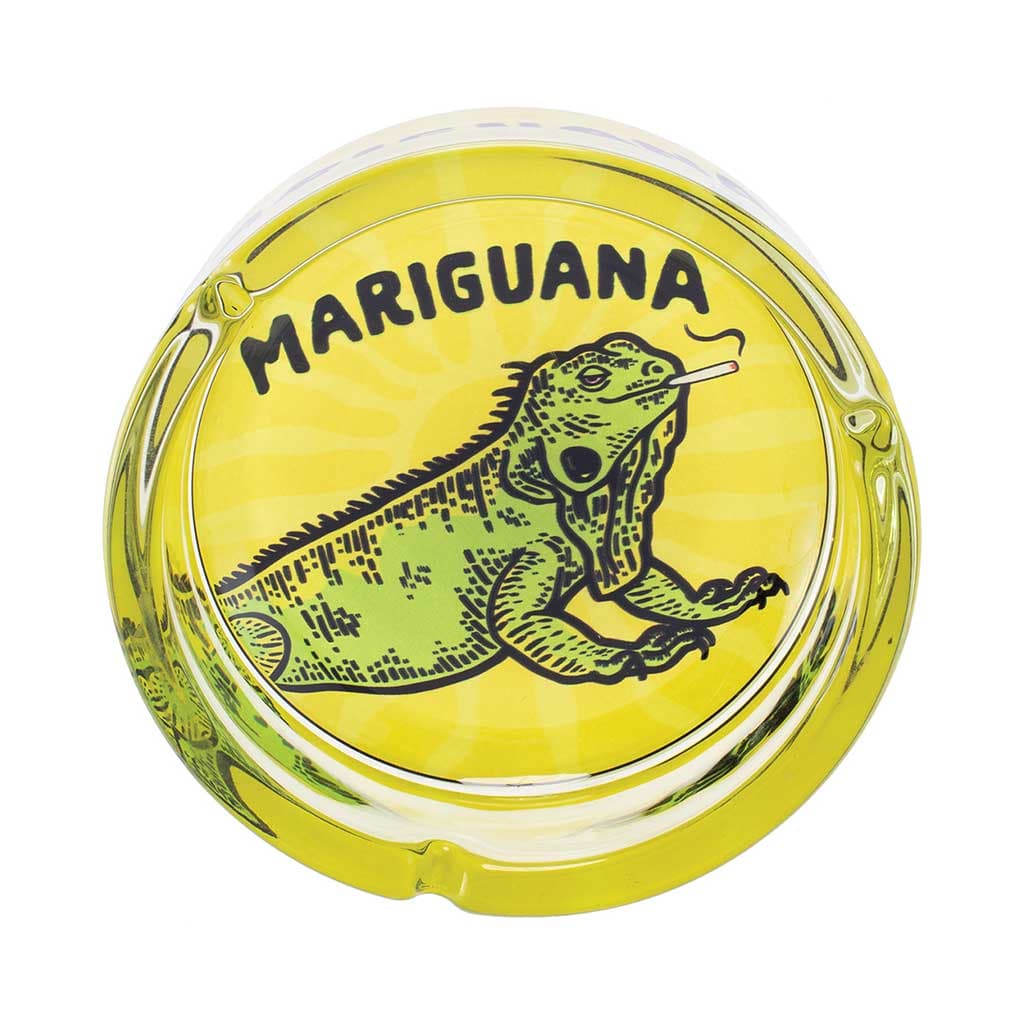 YELLOW DRY HERB GLASS ASHTRAY